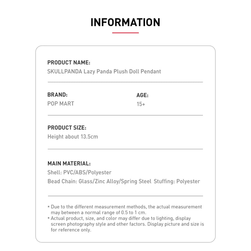 Pop Mart SKULLPANDA Lazy Panda Plush Doll Pendant