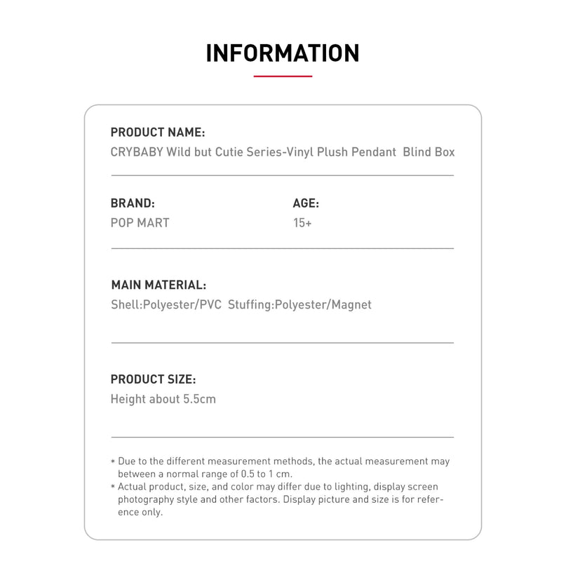 Pop Mart CRYBABY Wild but Cutie Series Vinyl Plush Pendant Blind Box