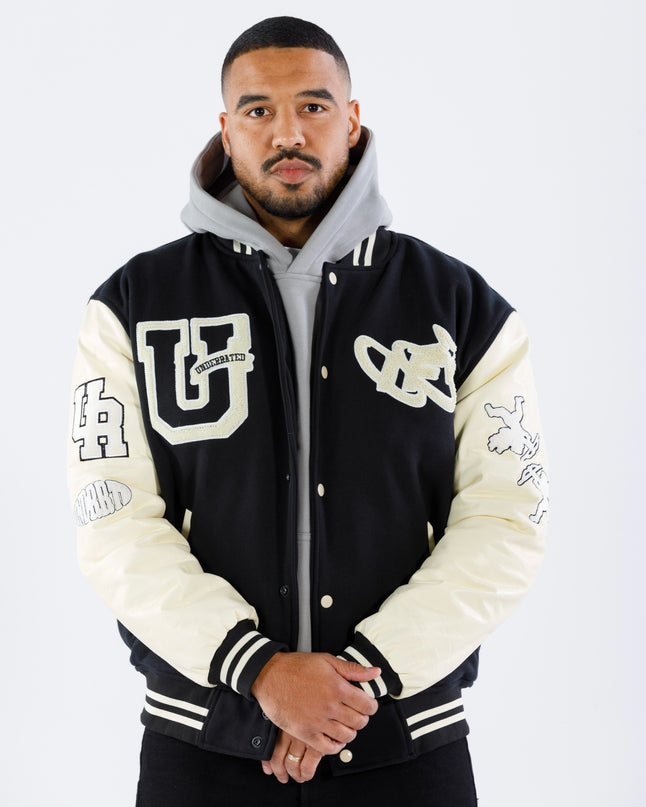 UNDERRATED x IMMORTAL FATE Varsity Jacket - Black/Cream