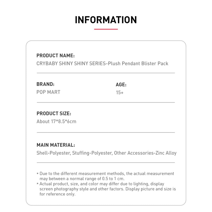 Pop Mart CRYBABY SHINY SHINY Series Plush Blister Pack Pendant