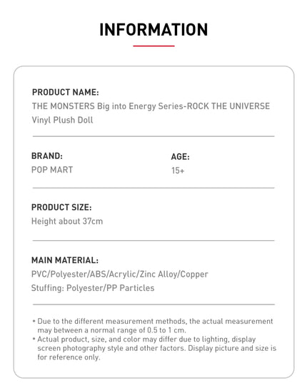 Pop Mart Labubu The Monsters Big into Energy Series Rock The Universe Vinyl Plush Doll