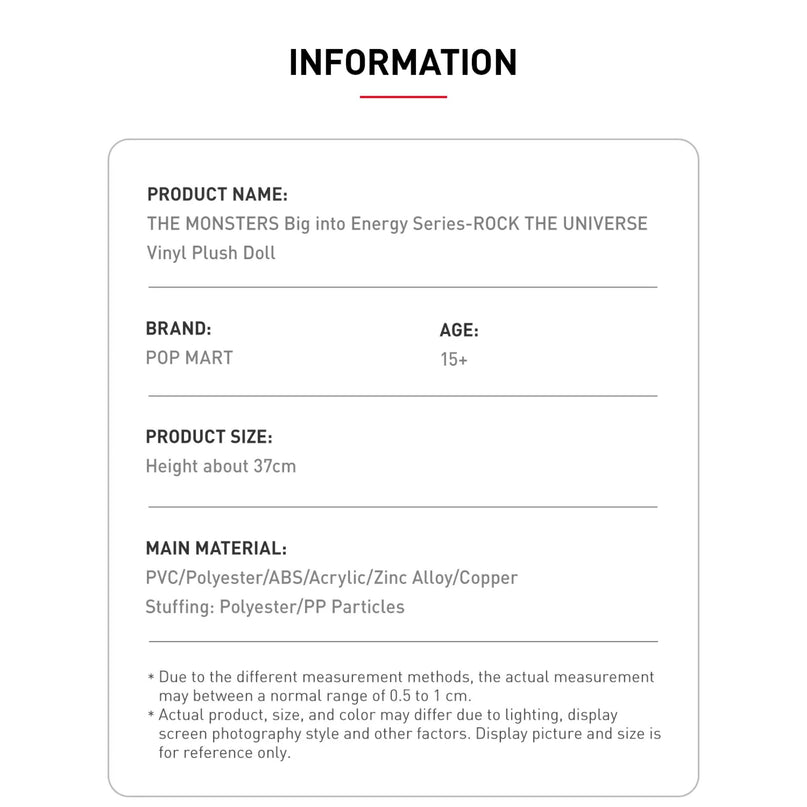 Pop Mart Labubu The Monsters Big into Energy Series Rock The Universe Vinyl Plush Doll