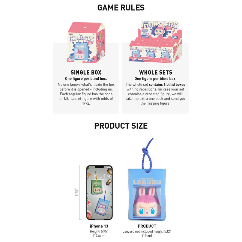 Pop Mart Labubu The Monsters Wacky Mart Series Squishy Charm Blind Box