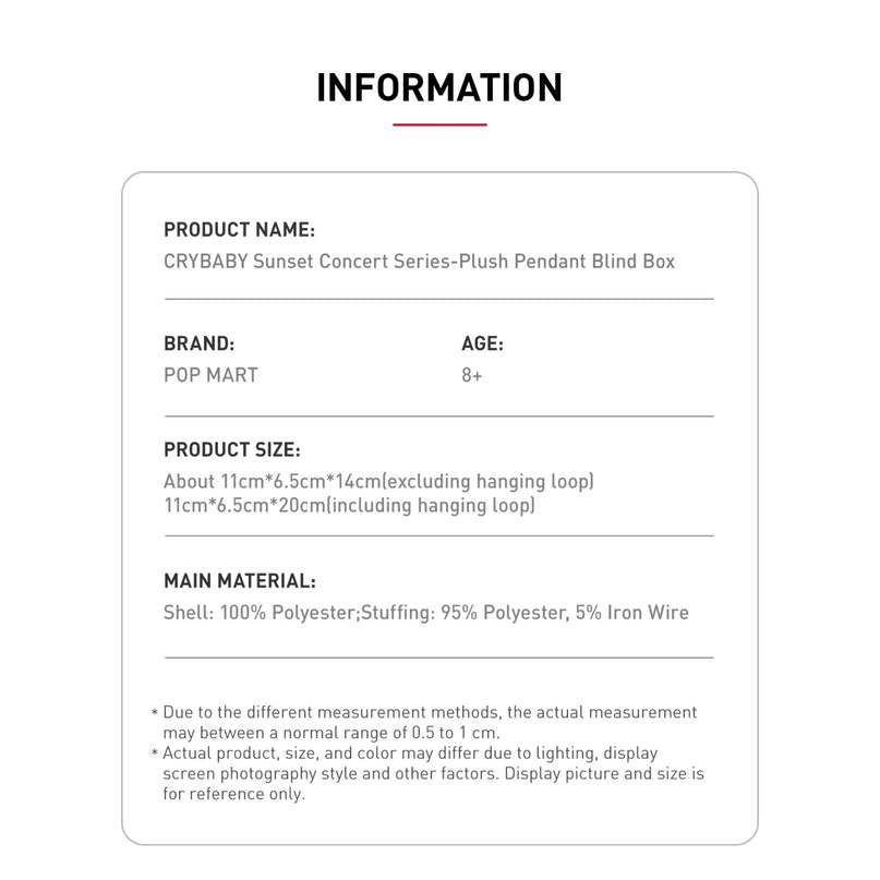 Pop Mart CryBaby Sunset Concert Series Plush Pendant Blind Box