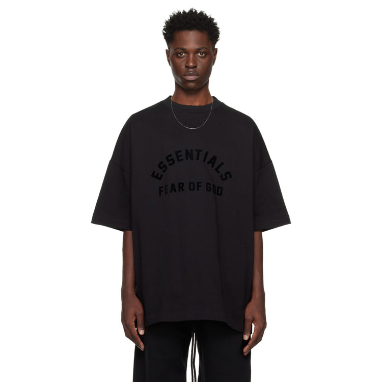 【FOG Essentials】 Black Crew Neck T-Shirt Fear of God Essentials Jersey Crewneck T-Shirt Black Men's
