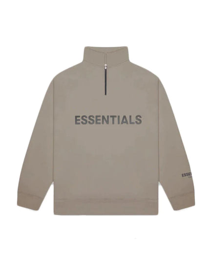FEAR OF GOD ESSENTIALS 3D Silicon Applique Half Zip Pullover Sweater - Cement