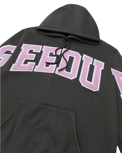 GEEDUP Team Logo Hoodie - Charcoal/Dusty Pink