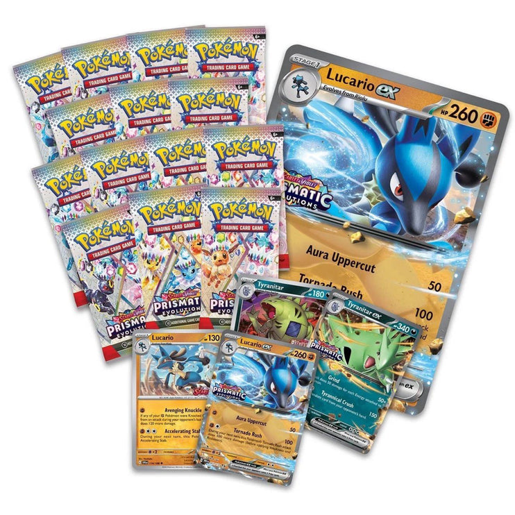 Pokemon TCG Scarlet & Violet - Prismatic Evolutions Lucario ex & Tyranitar ex Premium Collection