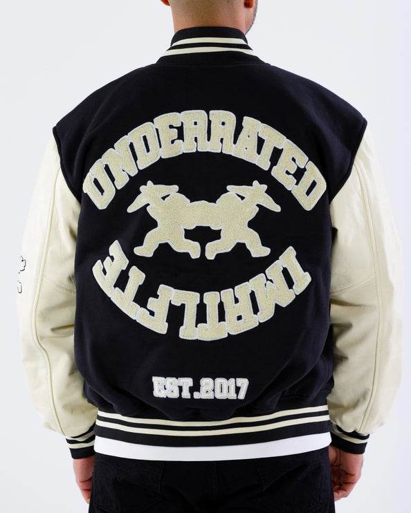 UNDERRATED x IMMORTAL FATE Varsity Jacket - Black/Cream