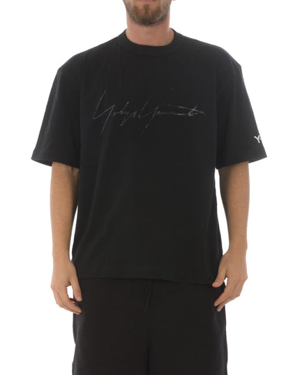 Adidas Y-3 Distressed Signature Logo T-Shirt - Black