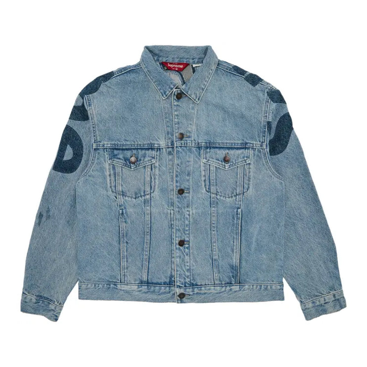 Supreme Inset Logo Denim Trucker Jacket - Washed Blue (SS22)