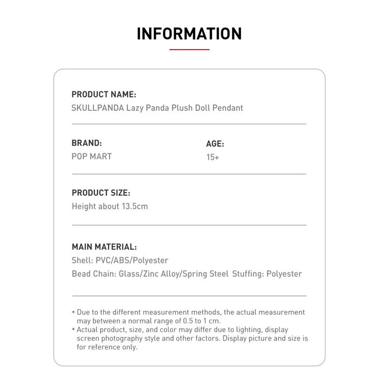Pop Mart SKULLPANDA Lazy Panda Plush Doll Pendant