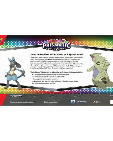 Pokemon TCG Scarlet & Violet - Prismatic Evolutions Lucario ex & Tyranitar ex Premium Collection