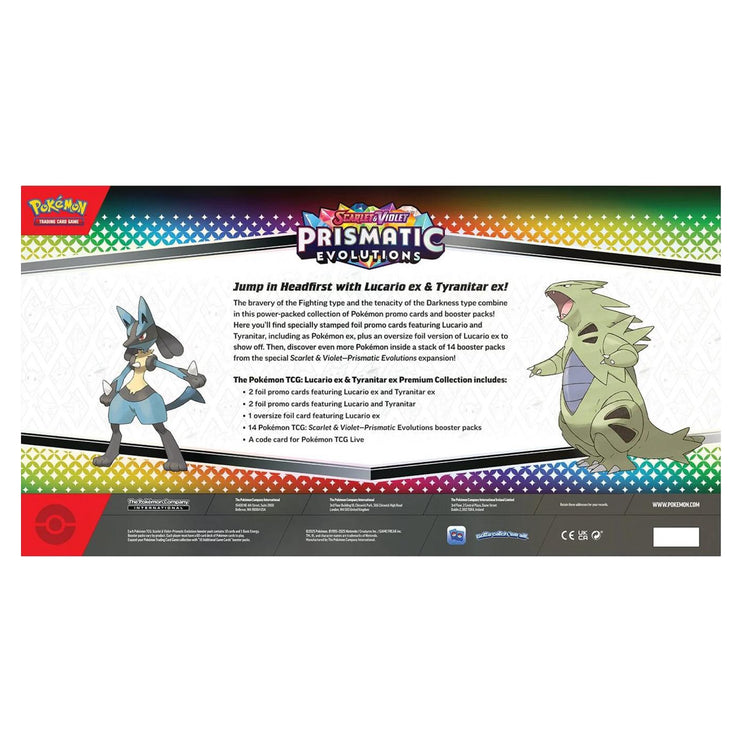 Pokemon TCG Scarlet & Violet - Prismatic Evolutions Lucario ex & Tyranitar ex Premium Collection
