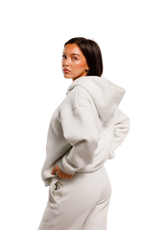 UNDERRATED Stamp Zip Hoodie - Light Bone