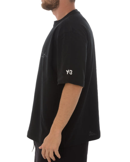 Adidas Y-3 Distressed Signature Logo T-Shirt - Black