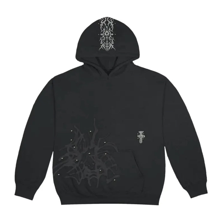 Travis Scott Studded Pullover Hoodie - Black