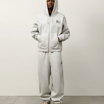 Stussy x Nike Stone Washed Fleece Zip Hoodie - Grey Heather (FW25)