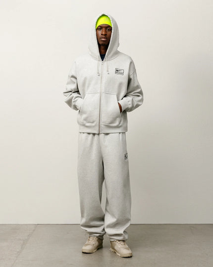 Stussy x Nike Stone Washed Fleece Zip Hoodie - Grey Heather (FW25)