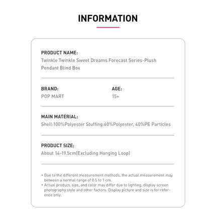 Pop Mart Twinkle Twinkle Sweet Dreams Forecast Series Plush Pendant Blind Box
