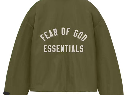 FEAR OF GOD ESSENTIALS Textured Nylon Trucker Jacket - Military (FW24)