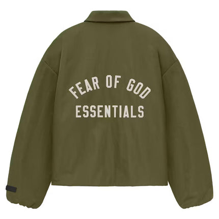 FEAR OF GOD ESSENTIALS Textured Nylon Trucker Jacket - Military (FW24)
