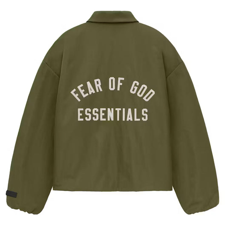 FEAR OF GOD ESSENTIALS Textured Nylon Trucker Jacket - Military (FW24)