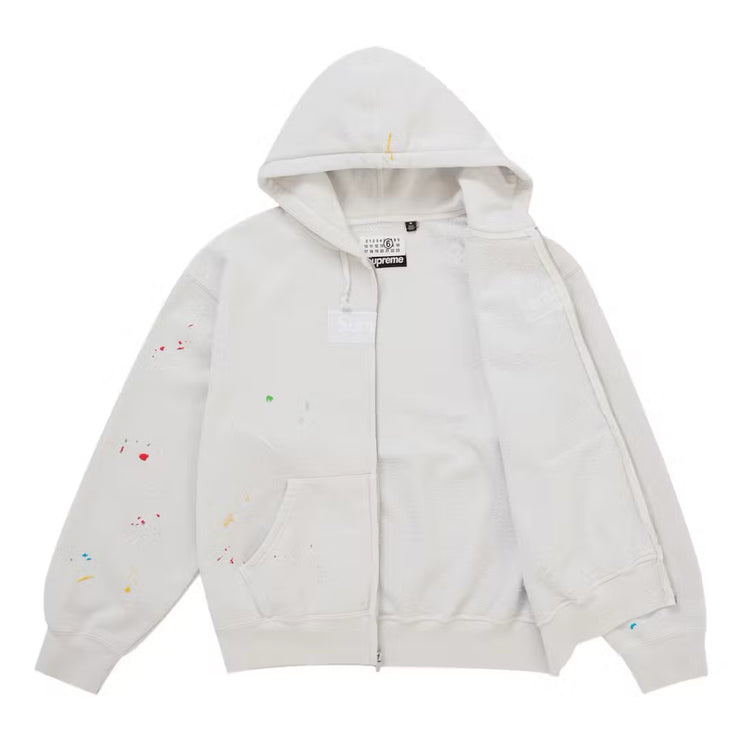 Supreme MM6 Maison Margiela Box Logo Zip Up Hoodie - White