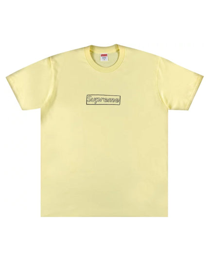 Supreme x KAWS Chalk Logo Tee - Pale Yellow (SS21)