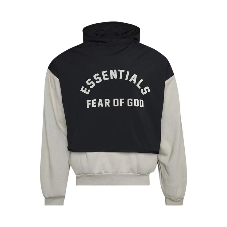 FEAR OF GOD ESSENTIALS Nylon Fleece Hooded Sweater - Seal/Jet Black