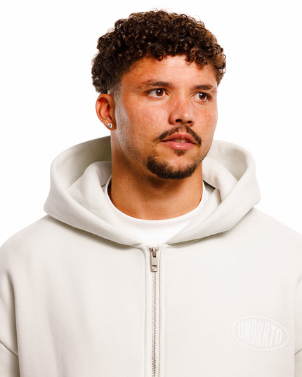 UNDERRATED Stamp Zip Hoodie - Light Bone