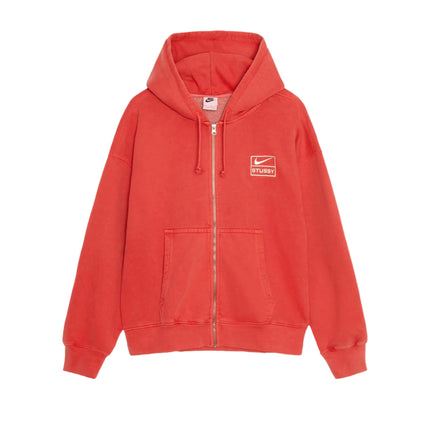 Stussy x Nike Pigment Dyed Fleece Zip Hoodie - Habanero Red