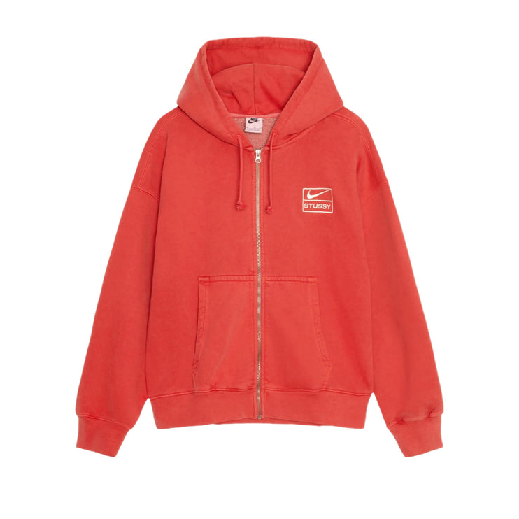 Stussy x Nike Pigment Dyed Fleece Zip Hoodie - Habanero Red