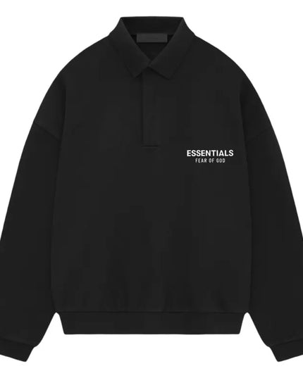 FEAR OF GOD ESSENTIALS Fleece Polo - Black (Holiday 2024)