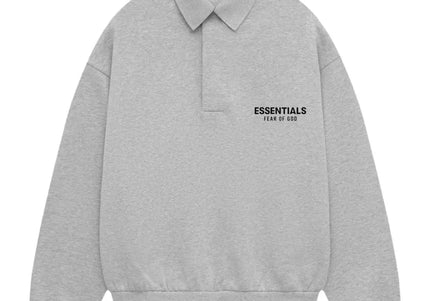 FEAR OF GOD ESSENTIALS Fleece Polo - Light Heather Grey (Holiday 2024)
