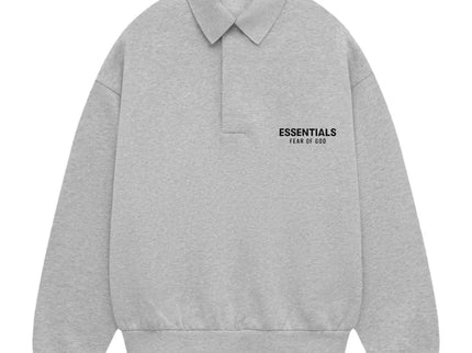 FEAR OF GOD ESSENTIALS Fleece Polo - Light Heather Grey (Holiday 2024)