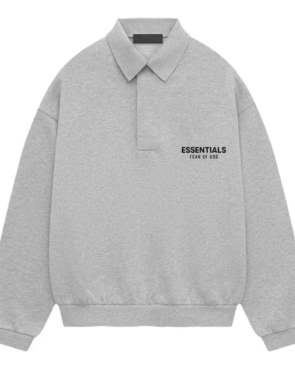 FEAR OF GOD ESSENTIALS Fleece Polo - Light Heather Grey (Holiday 2024)