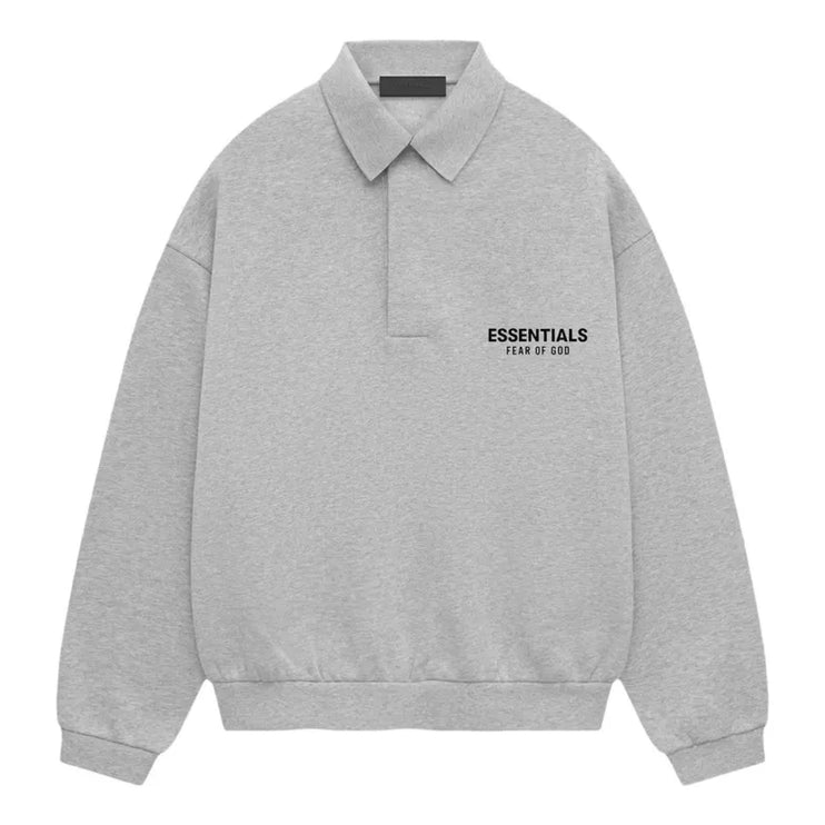 FEAR OF GOD ESSENTIALS Fleece Polo - Light Heather Grey (Holiday 2024)