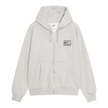 Stussy x Nike Stone Washed Fleece Zip Hoodie - Grey Heather (FW25)