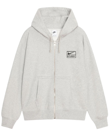 Stussy x Nike Stone Washed Fleece Zip Hoodie - Grey Heather (FW25)