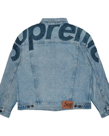 Supreme Inset Logo Denim Trucker Jacket - Washed Blue (SS22)