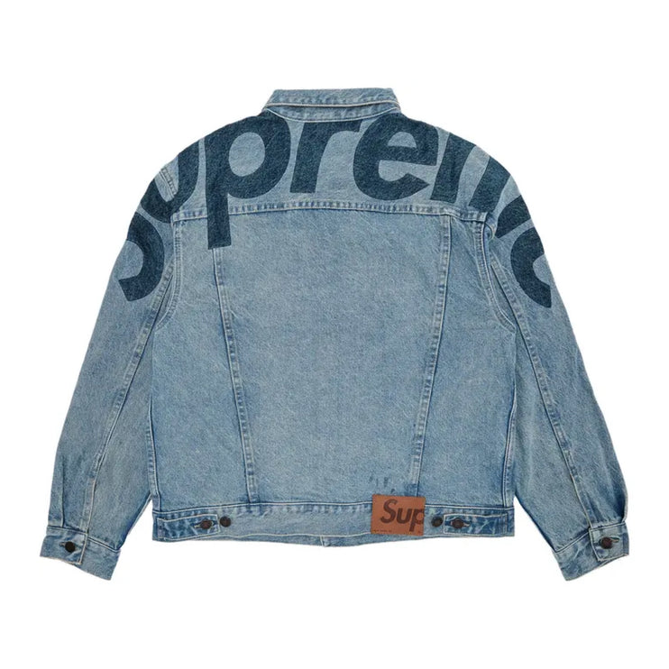 Supreme Inset Logo Denim Trucker Jacket - Washed Blue (SS22)