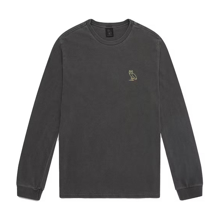 OVO Garment Dye Long Sleeve T-Shirt - Black