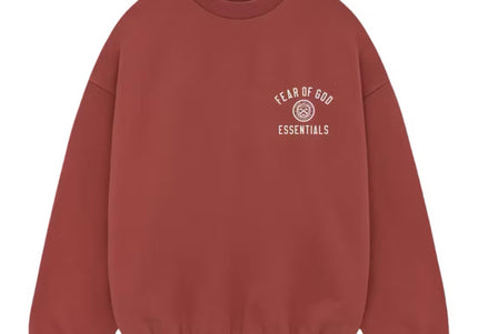 FEAR OF GOD ESSENTIALS Crest Crewneck - Crimson (Holiday 2024)