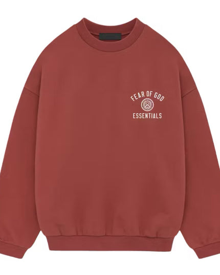 FEAR OF GOD ESSENTIALS Crest Crewneck - Crimson (Holiday 2024)