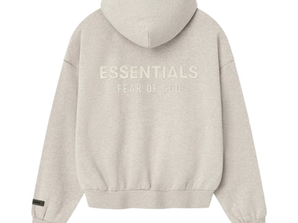 FEAR OF GOD ESSENTIALS Classic Fleece Zip-Up Hoodie - Heather Stone (SS25)