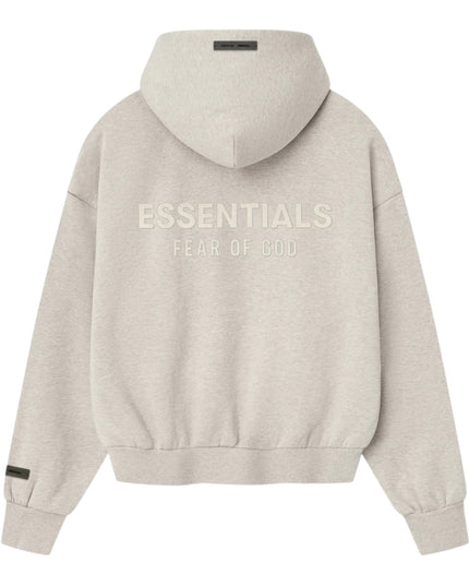 FEAR OF GOD ESSENTIALS Classic Fleece Zip-Up Hoodie - Heather Stone (SS25)