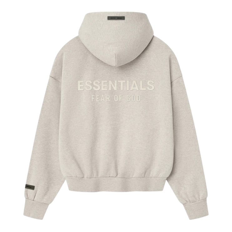 FEAR OF GOD ESSENTIALS Classic Fleece Zip-Up Hoodie - Heather Stone (SS25)