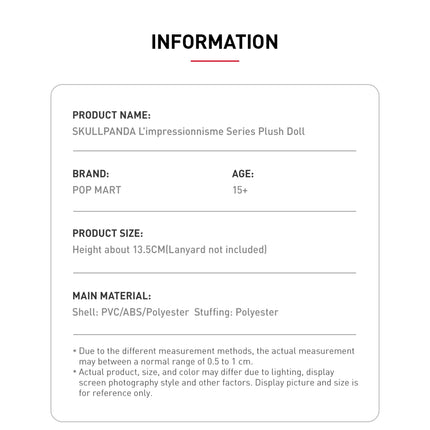 Pop Mart SKULLPANDA L'impressionnisme Series Plush Pendant Blind Box
