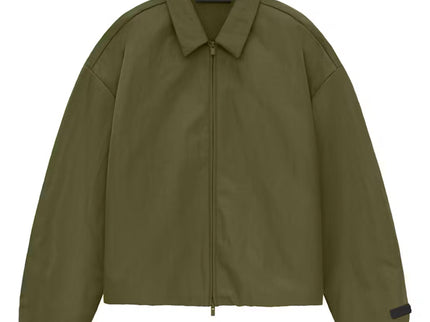 FEAR OF GOD ESSENTIALS Textured Nylon Trucker Jacket - Military (FW24)